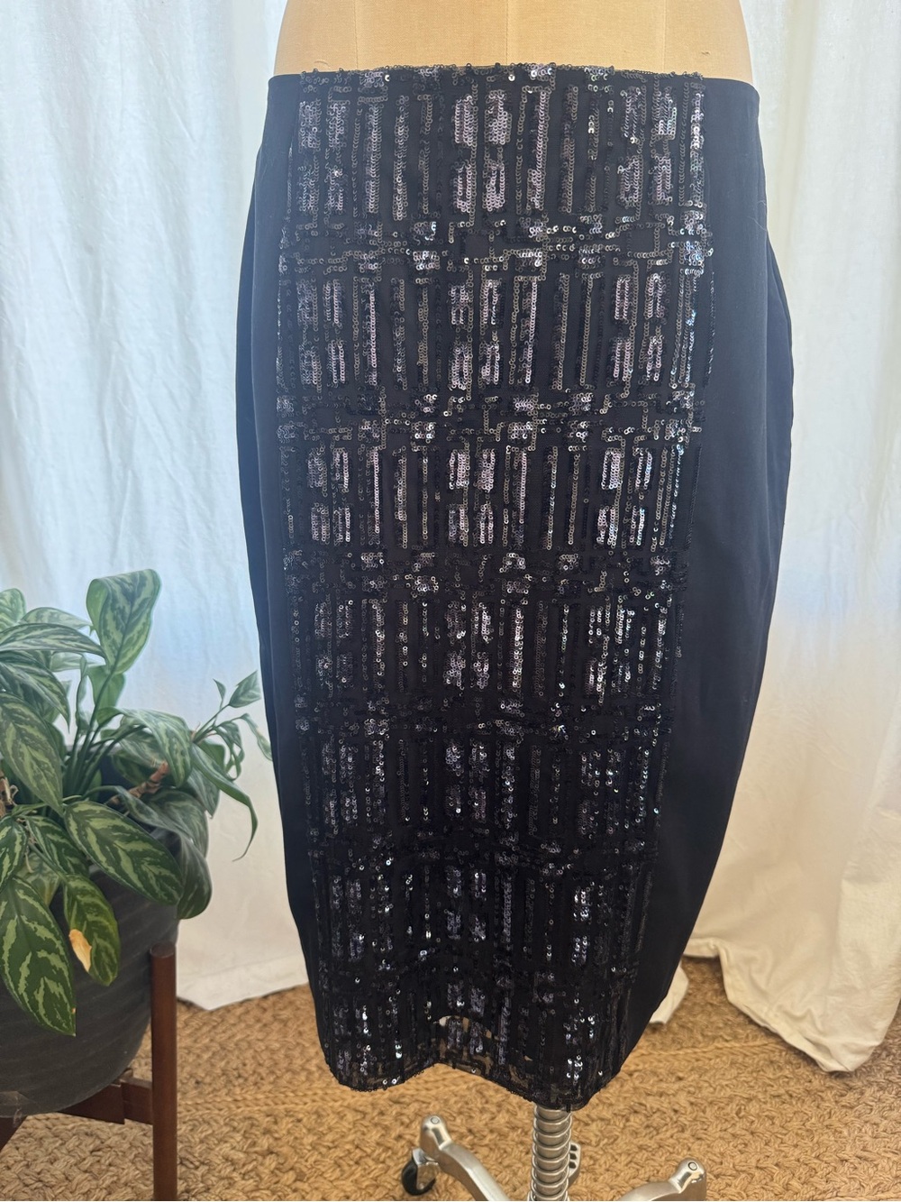 Worthington Black Sequin-Front Pencil Skirt